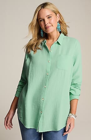 Image for Cotton-Gauze A-Line Tunic