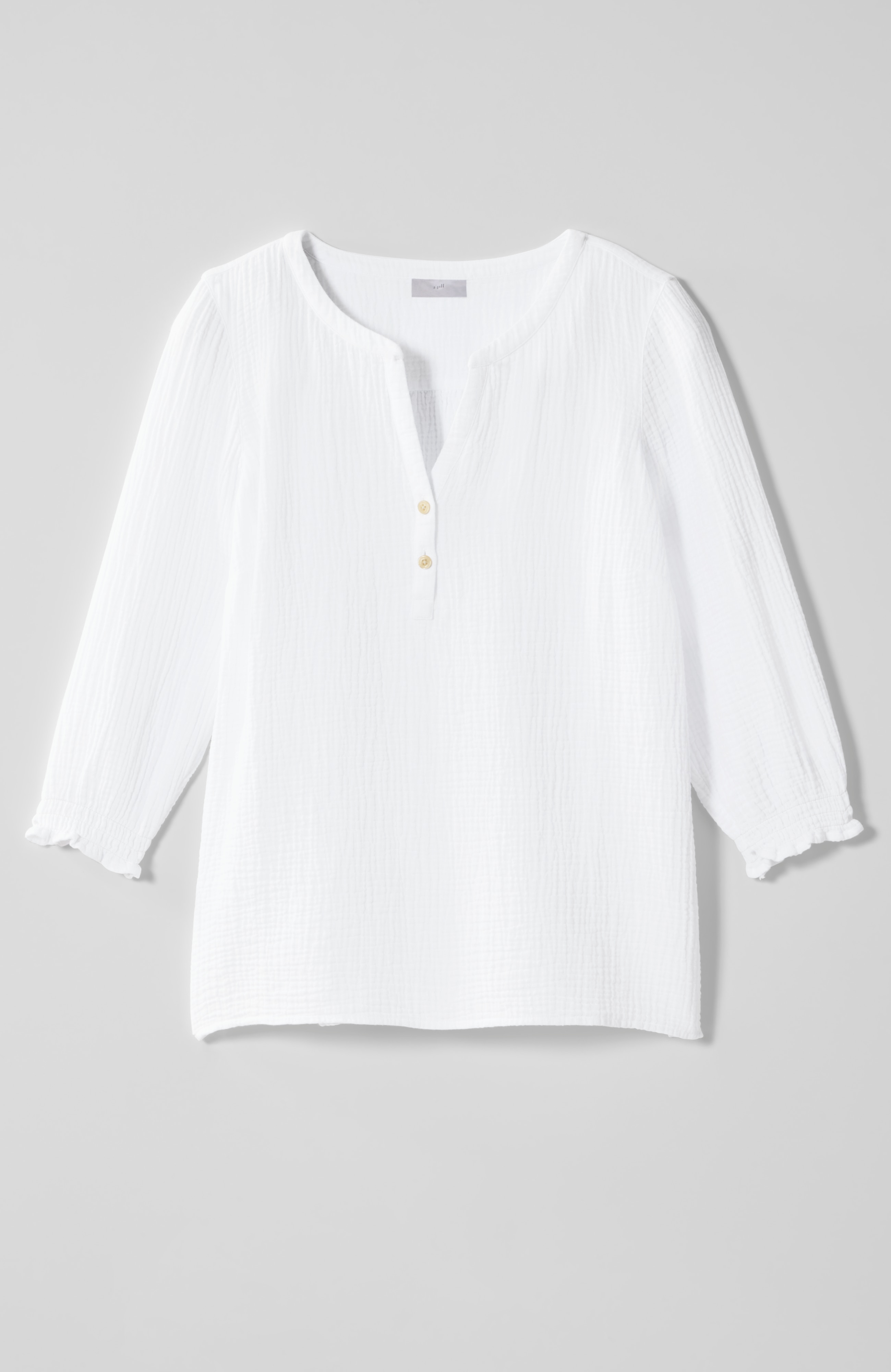 Cotton-Gauze Smocked-Sleeve Top | JJill Cotton-Gauze Smocked-Sleeve Top | JJill