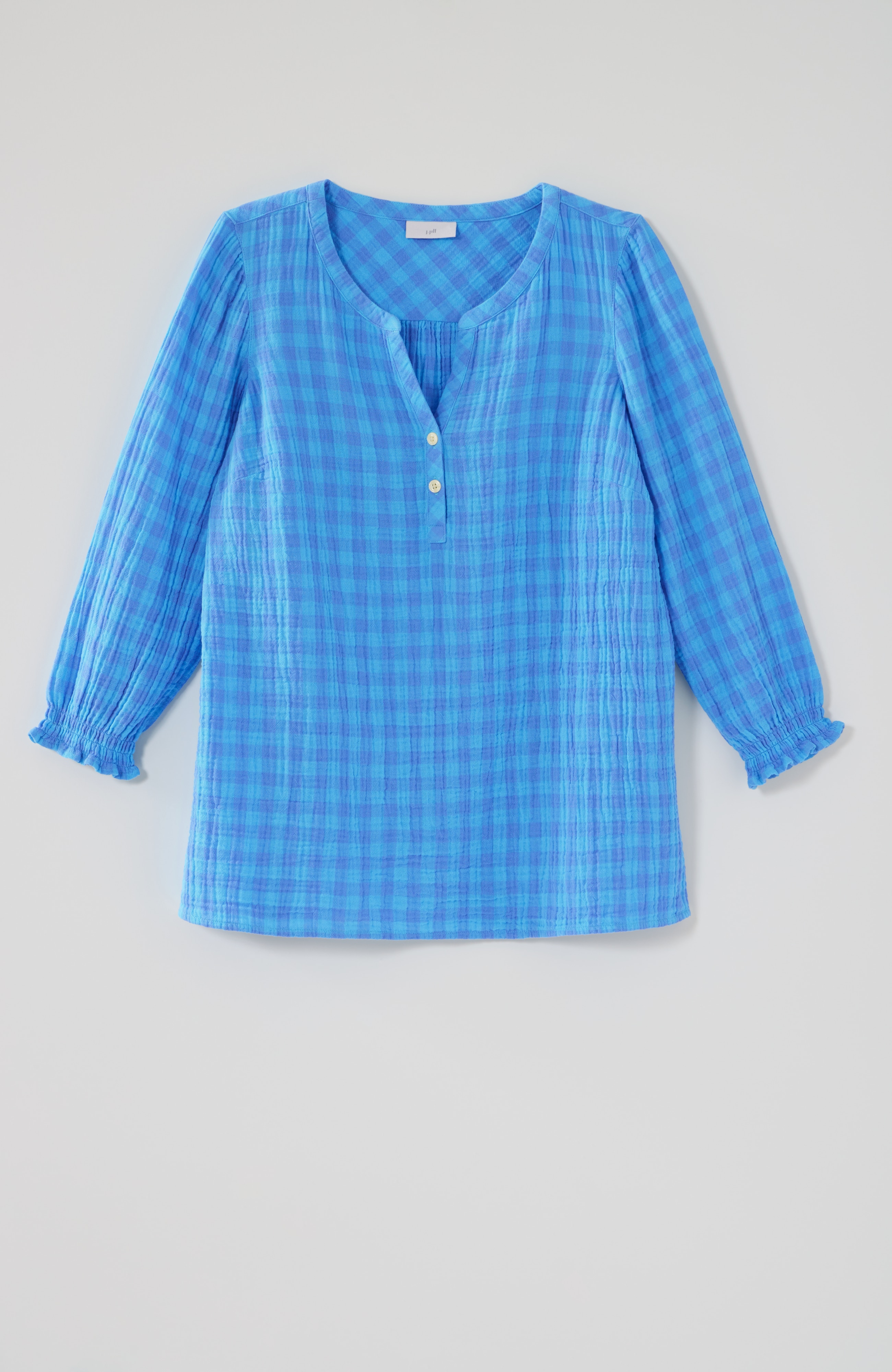 Cotton-Gauze Smocked-Sleeve Top | JJill