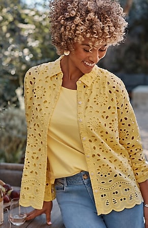 Image for Eyelet Scalloped-Hem Shirt