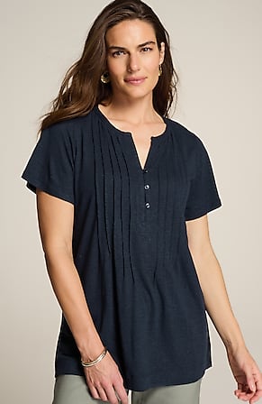 Image for Linen-Blend Flutter-Sleeve Tunic