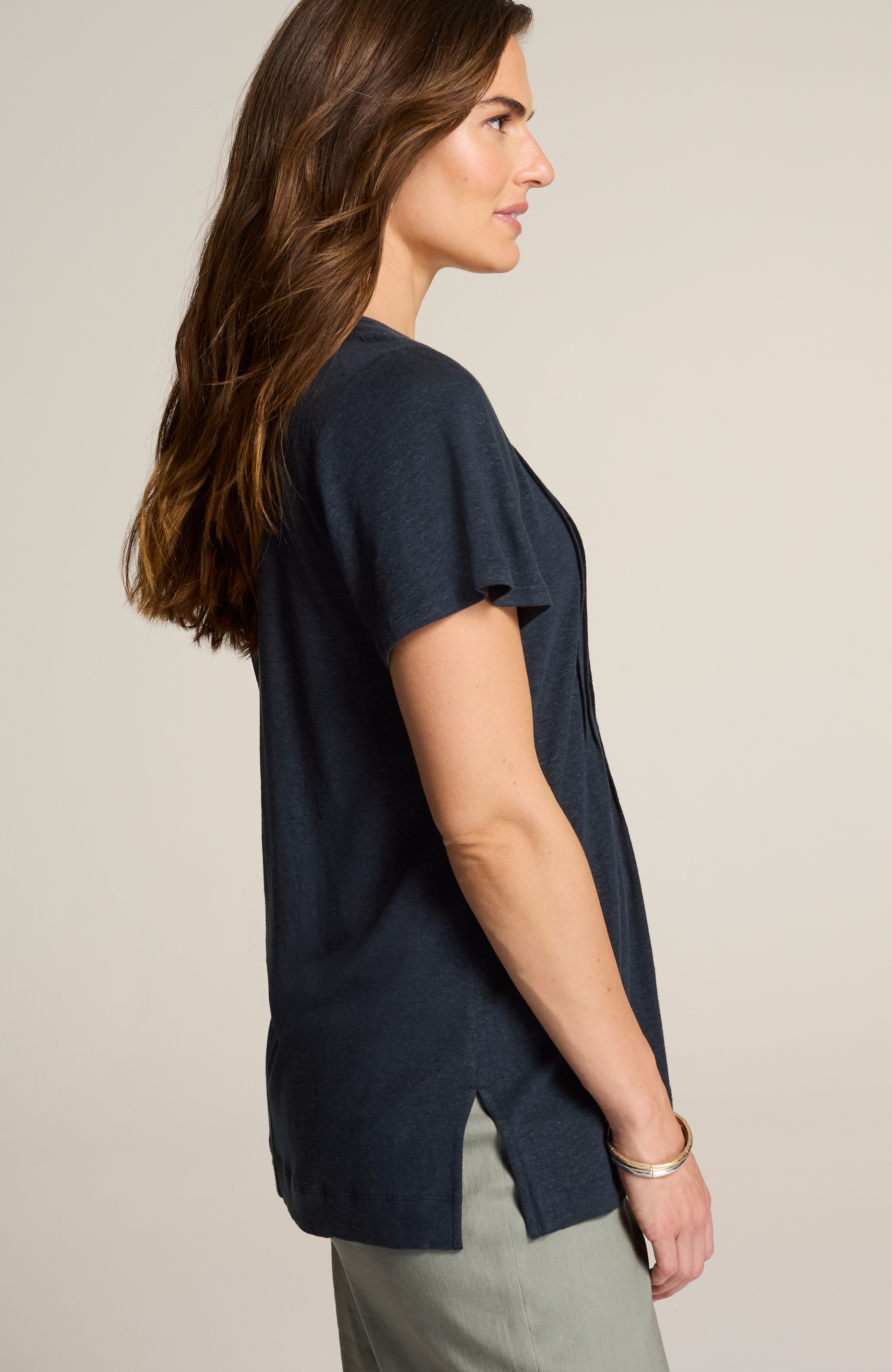 LINEN-BLEND FLUTTER-SLEEVE TUNIC | JJill