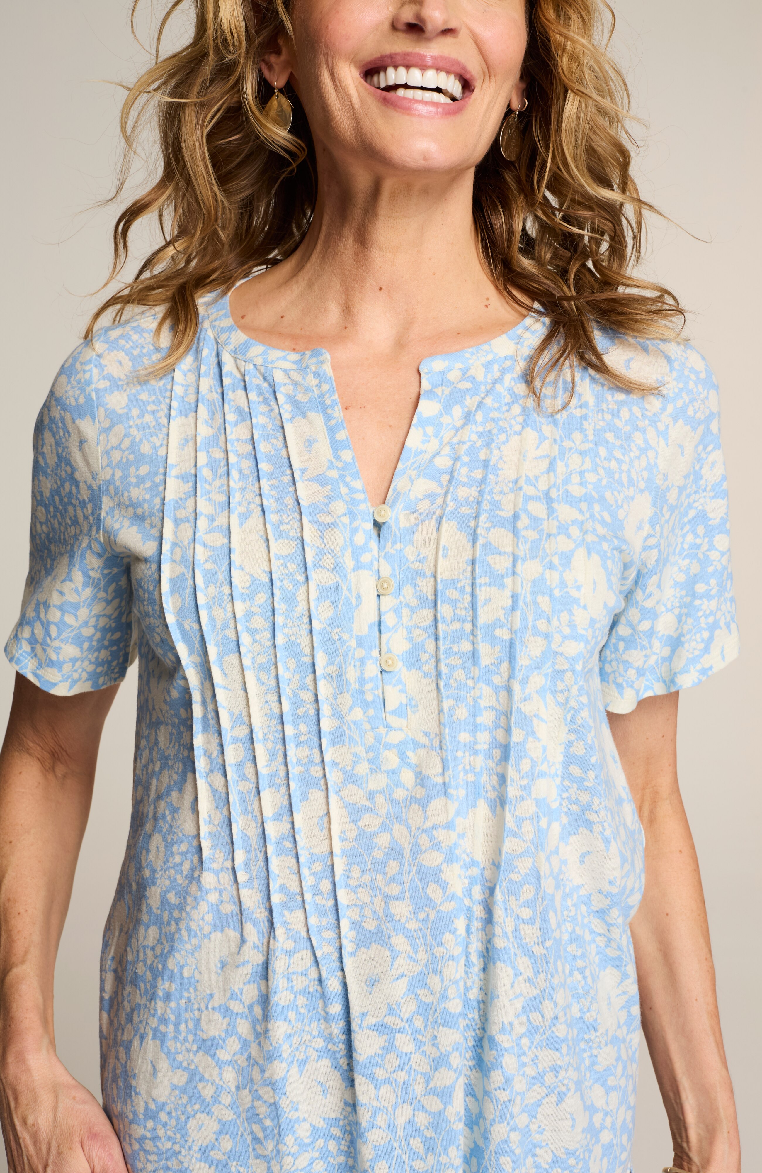 LINEN-BLEND FLUTTER-SLEEVE TUNIC | JJill