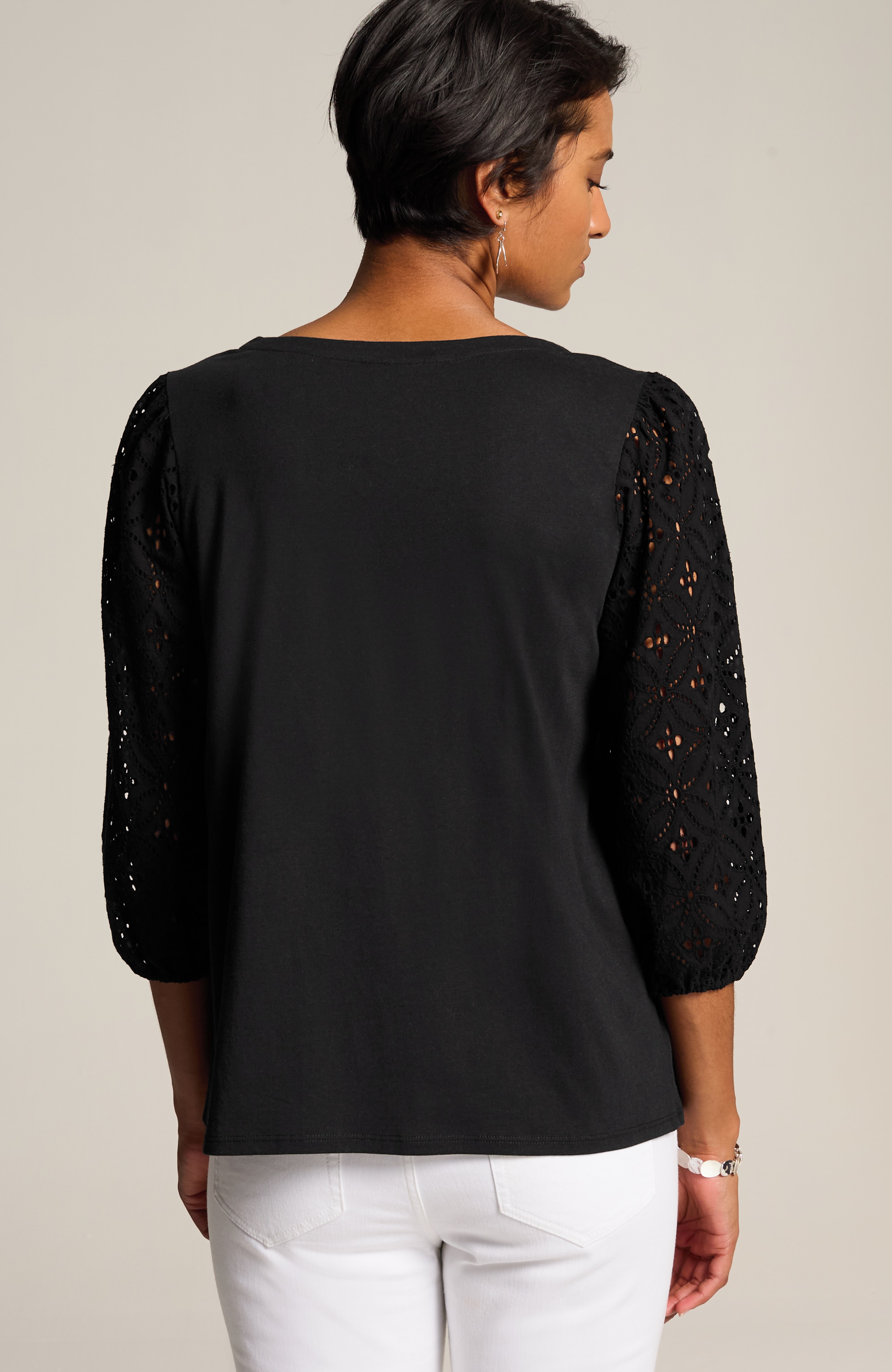 トップス Eyelet Jersey Jacquard Top - white Square-neck Top With Embroidered Eyelet For Women | J.Crew
