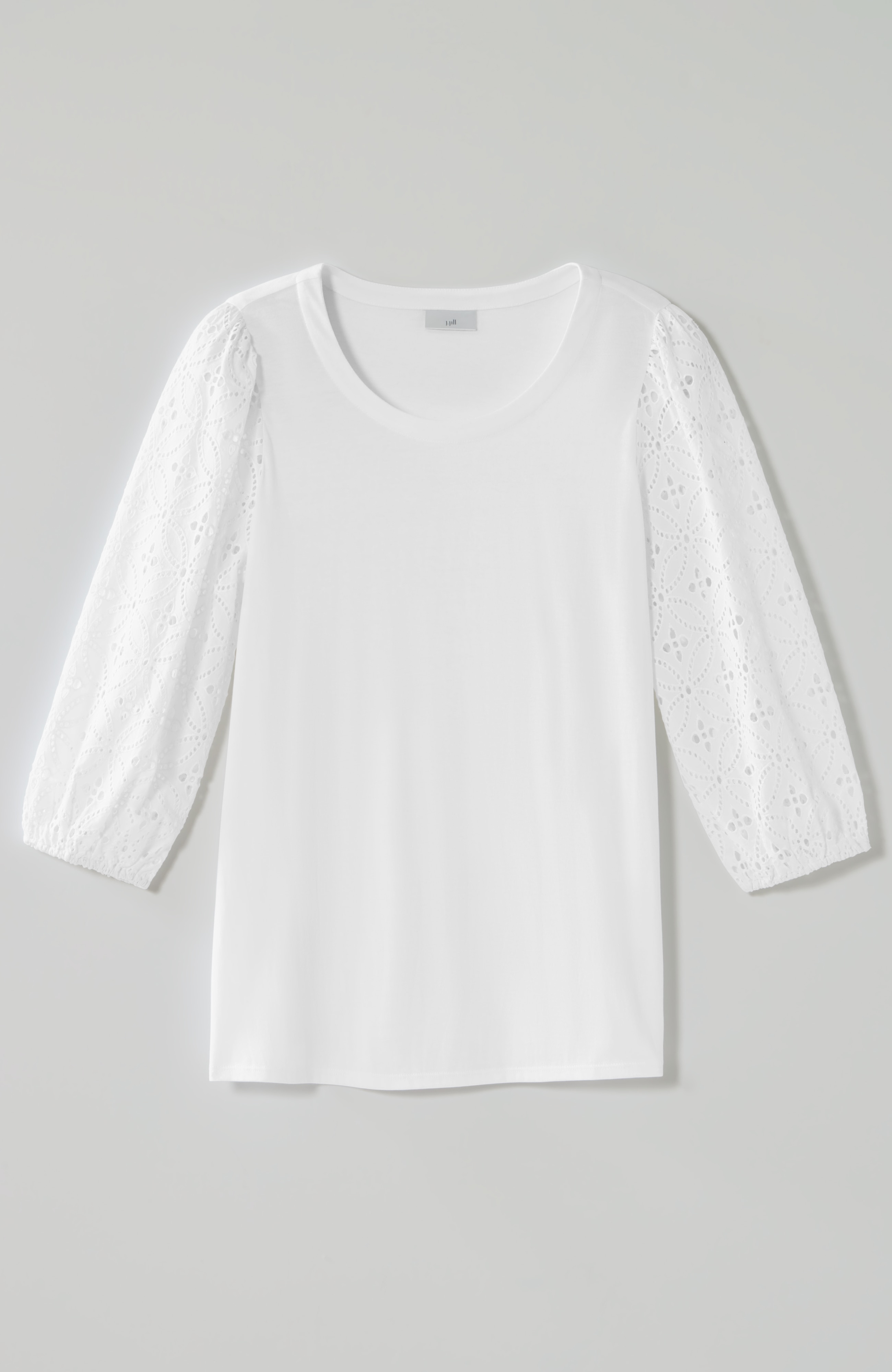 トップス Eyelet Jersey Jacquard Top - white J.Crew: Embroidered Floral Eyelet Top For Women