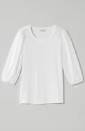 mixed-media eyelet-sleeves top