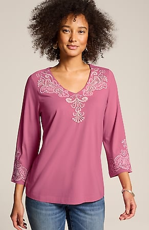Image for Embroidered V-Neck Top