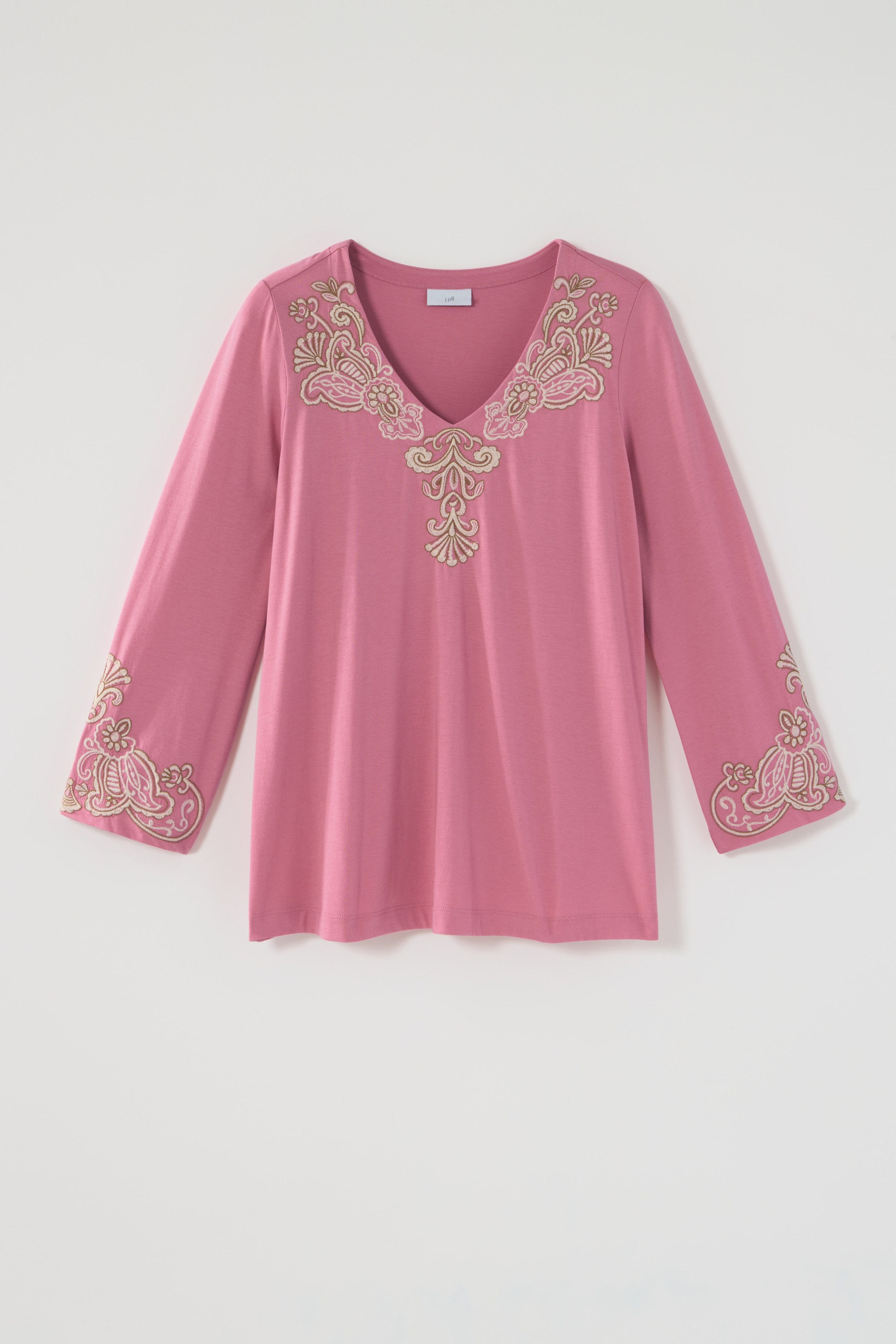 embroidered v-neck top