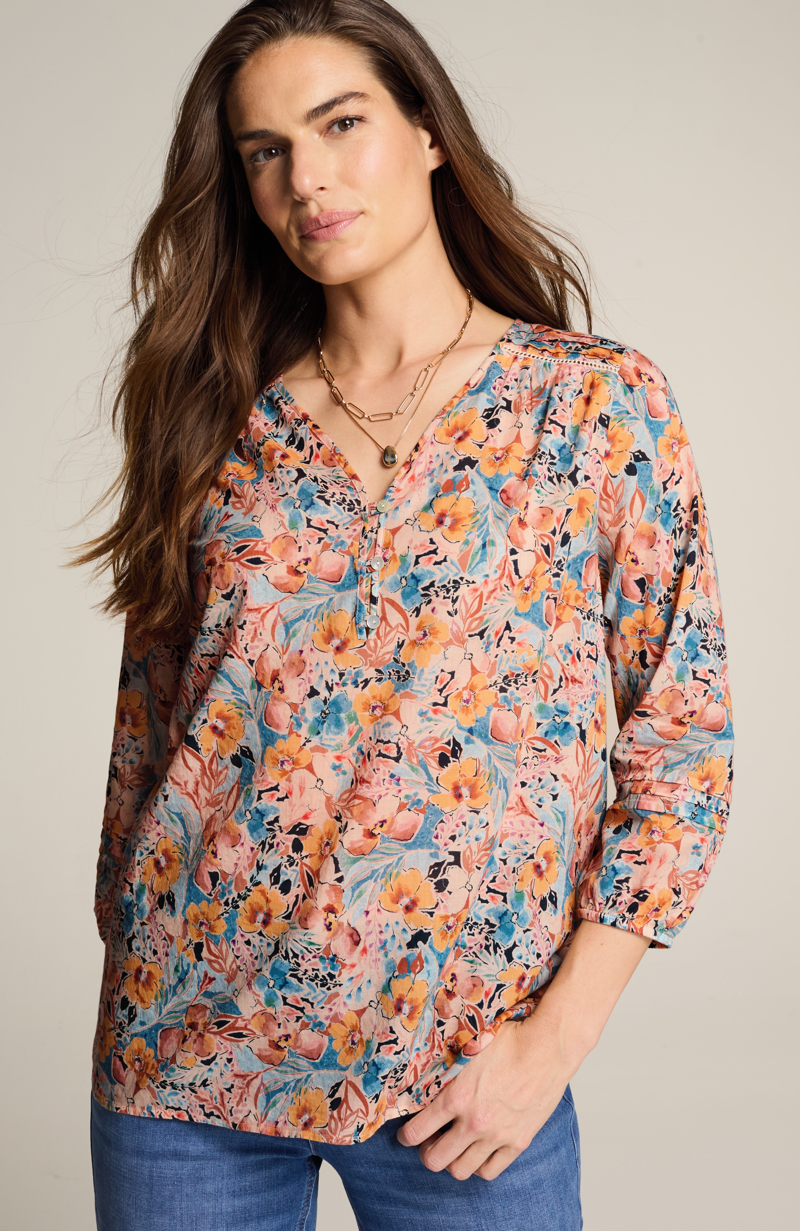 pintucked cotton voile top