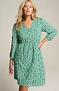 textured v-neck a-line dress