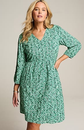 Image for Textured V-Neck A-Line Dress