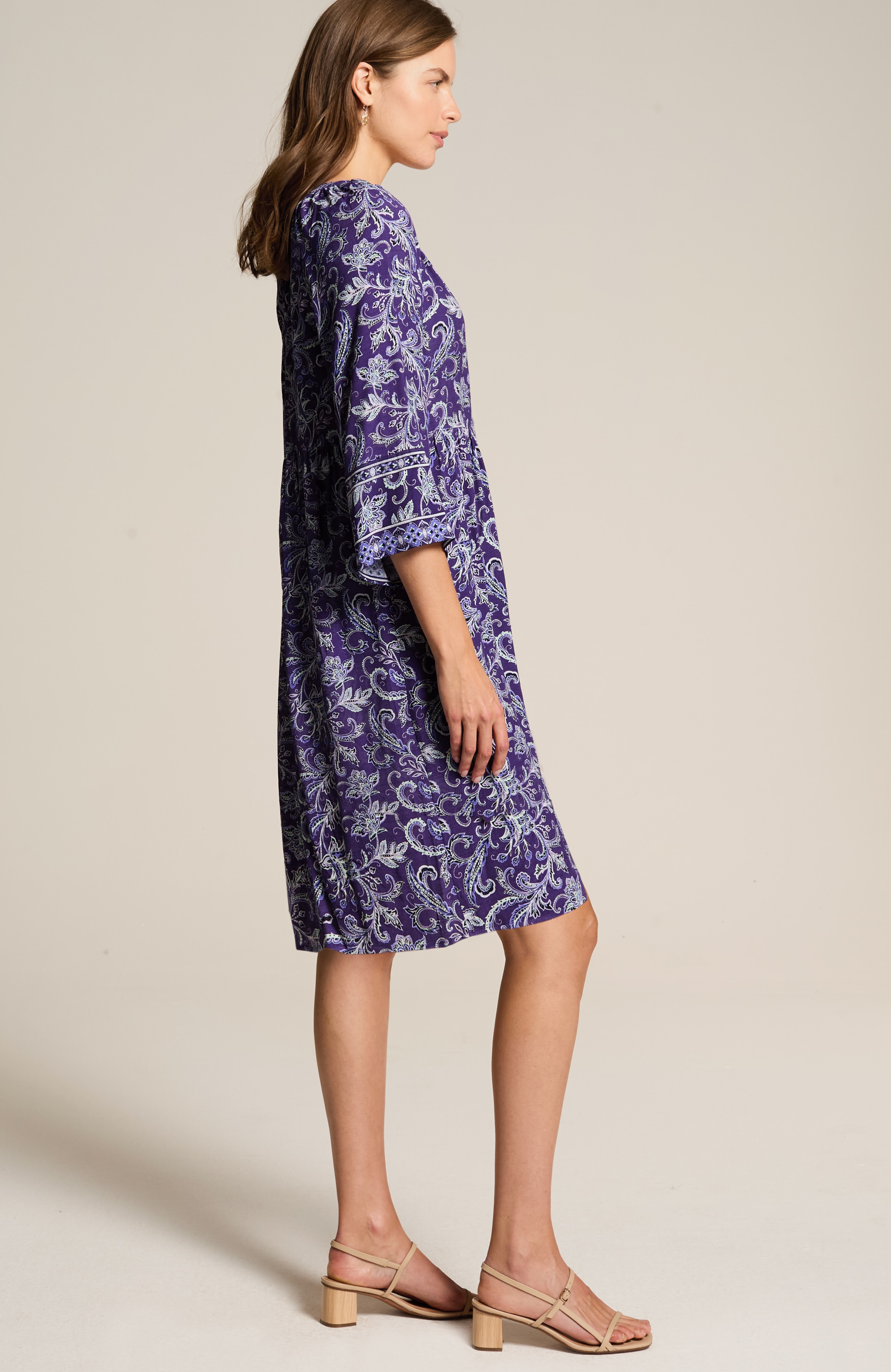 split-neck a-line dress