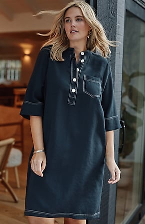 Image for Contrasting-Stitch Shirtdress