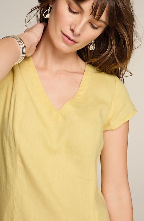 Linen V-Neck Maxi Dress