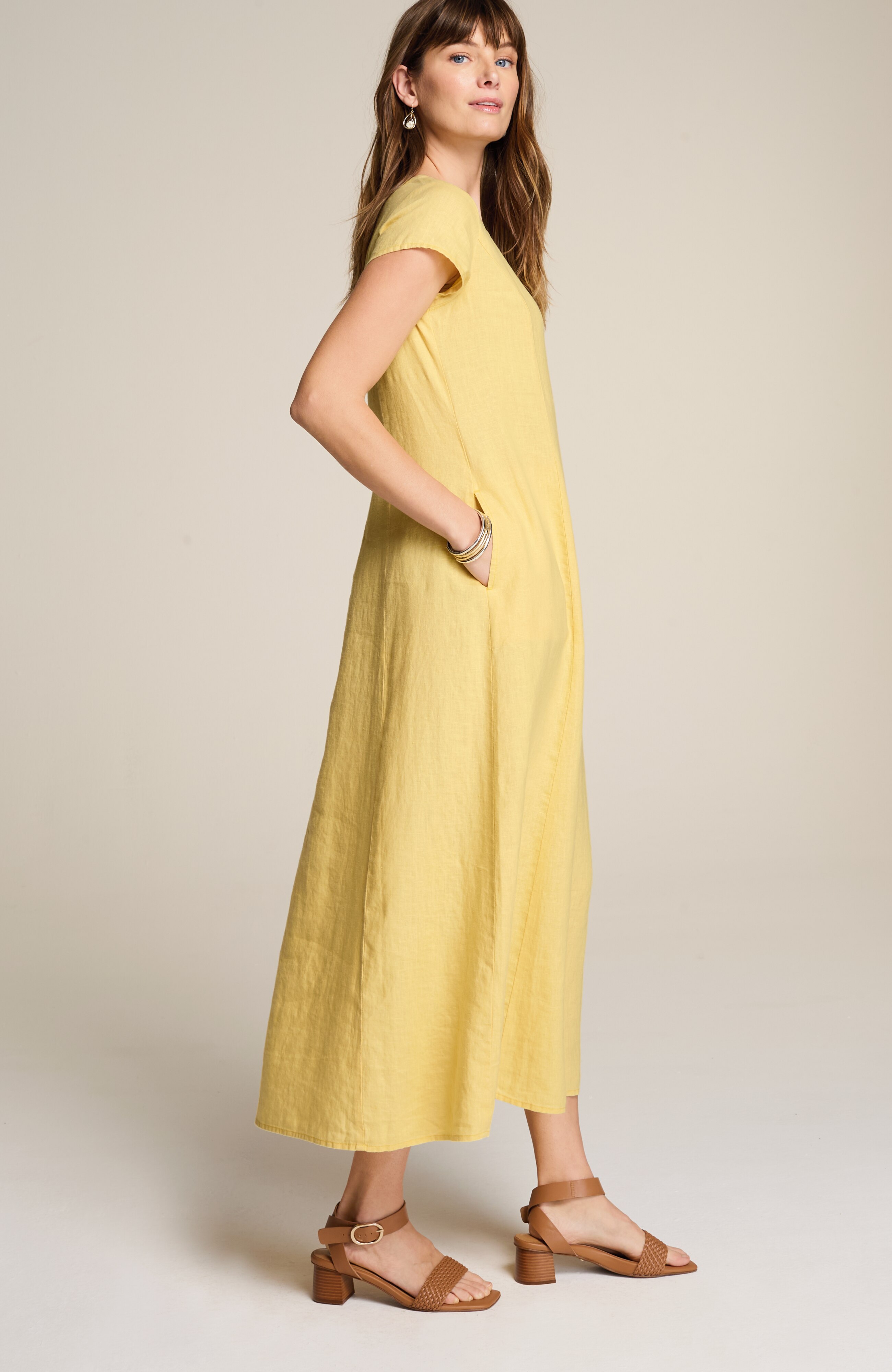 LINEN V-NECK MAXI DRESS | JJill
