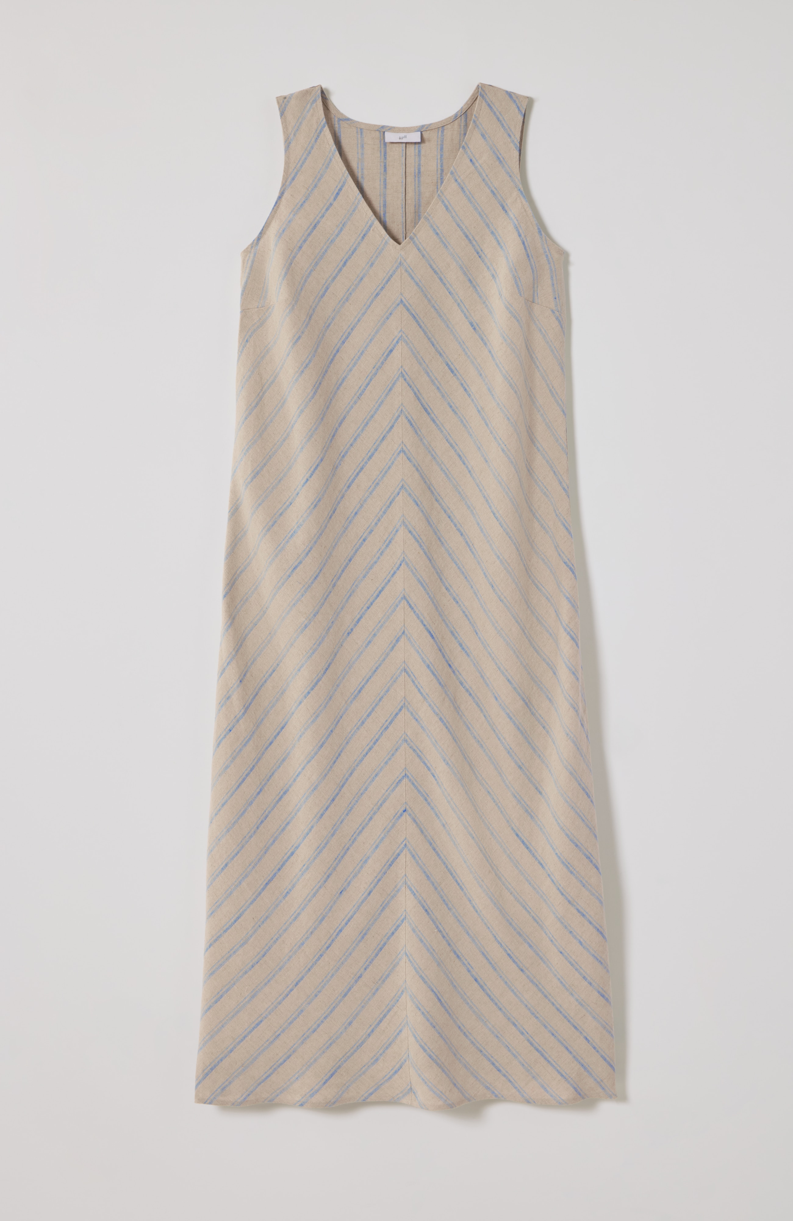 linen seamed striped dress