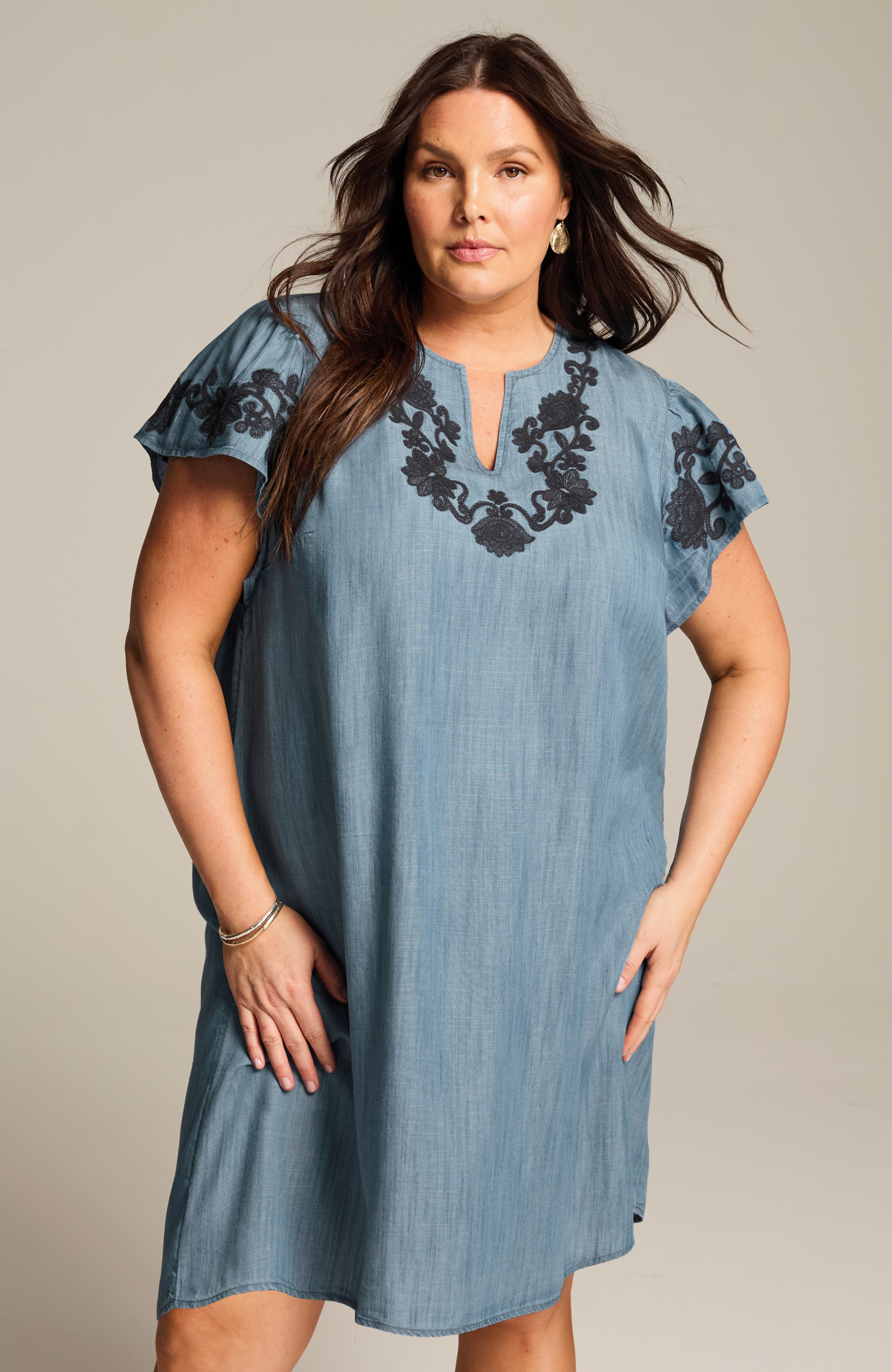 Ameri（アメリ）の「CUT WORK INDIGO DRESS（ワンピース）」 - WEAR