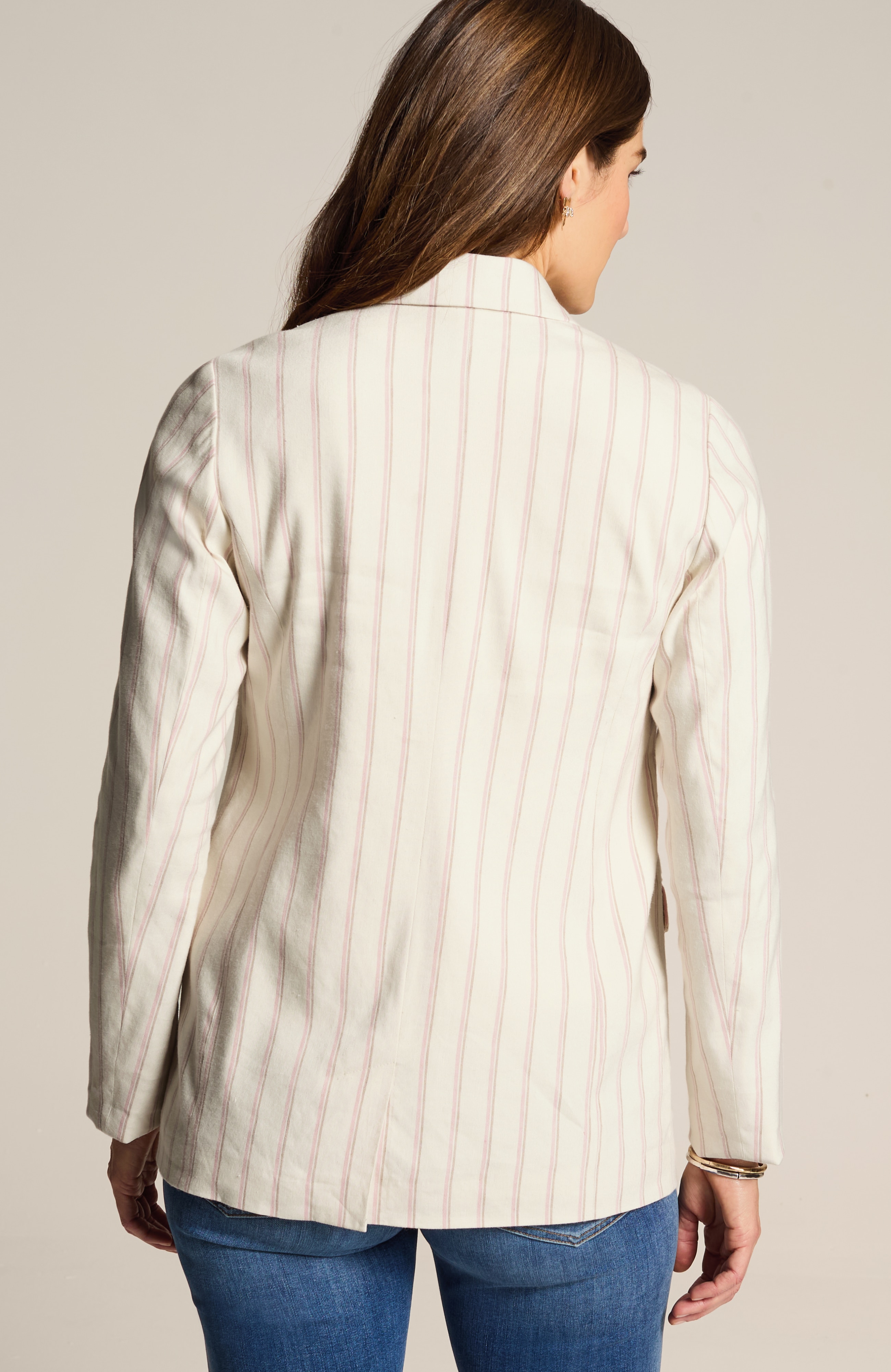 linen-stretch double-breasted blazer