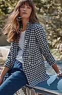 linen-stretch double-breasted blazer