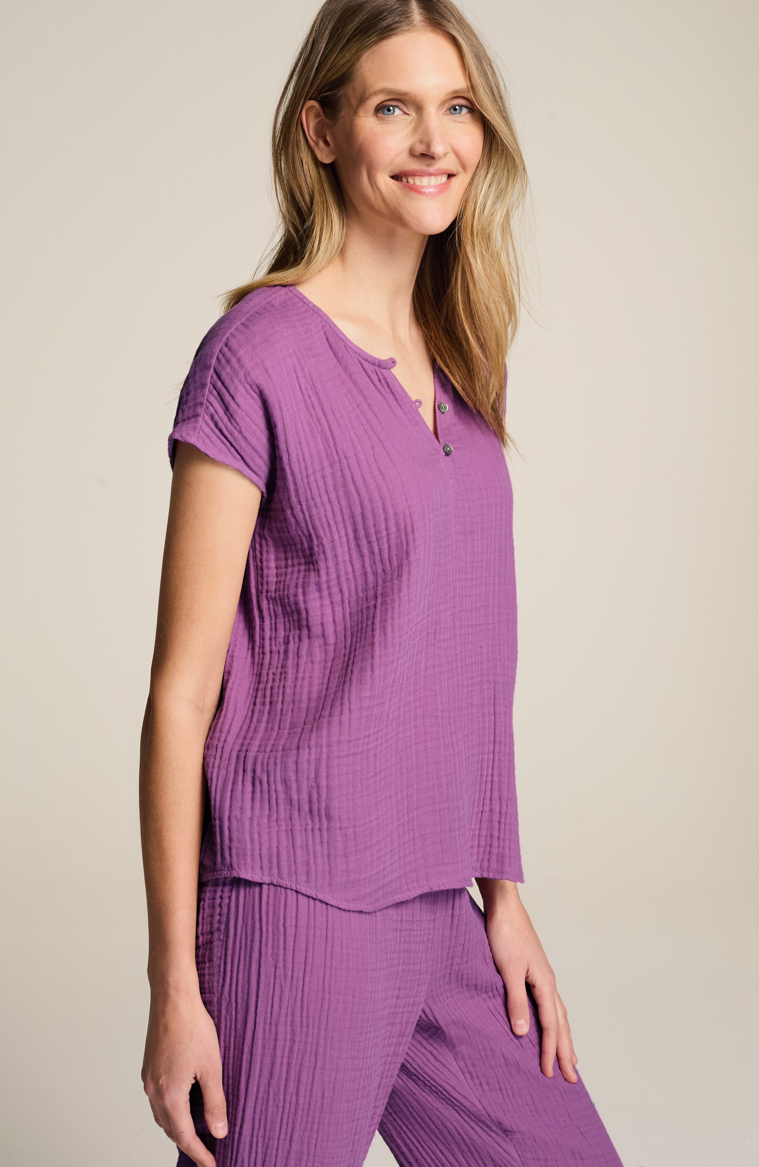 sleep cotton-gauze relaxed tee