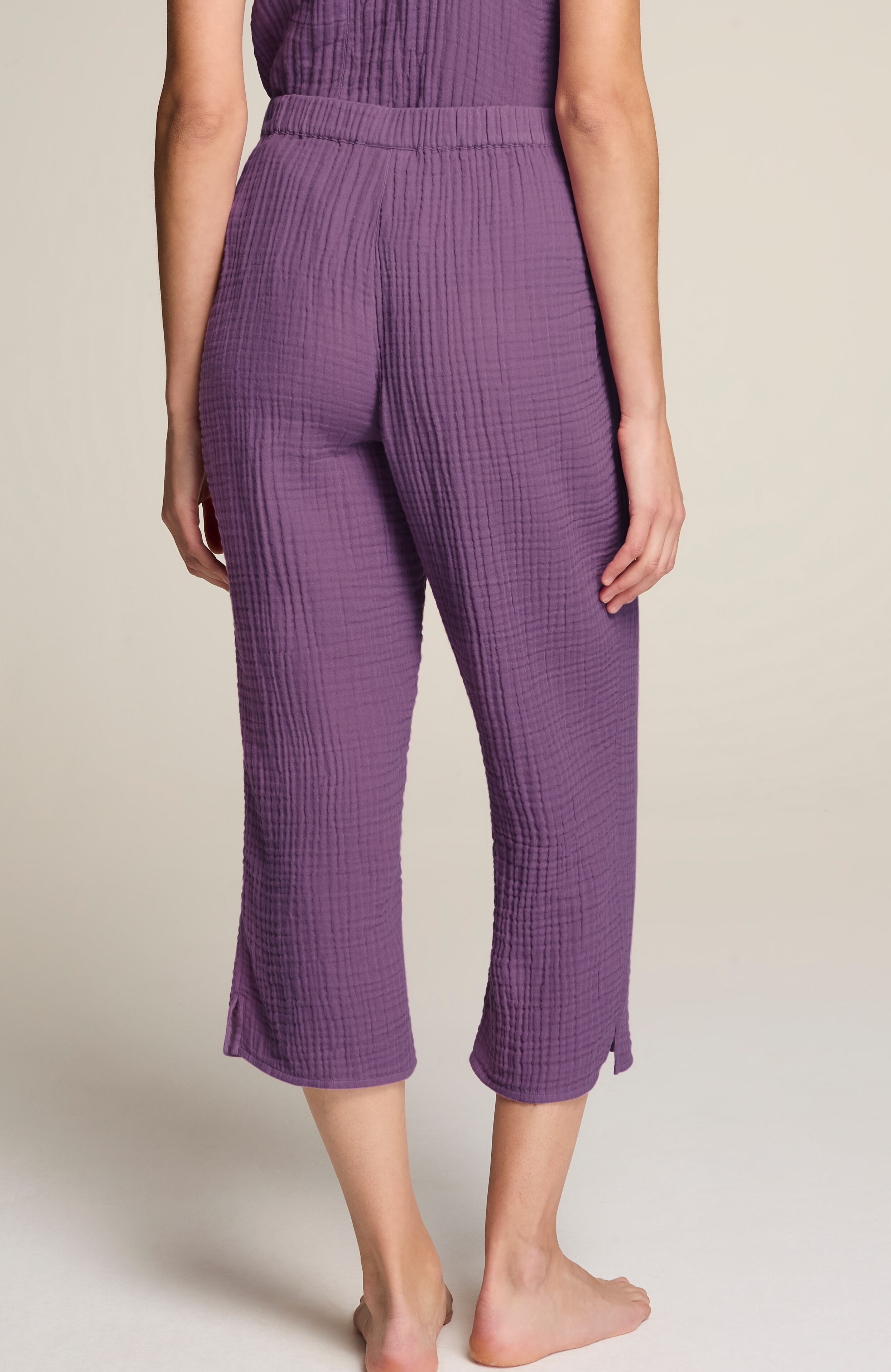 sleep cotton-gauze wide-leg crops