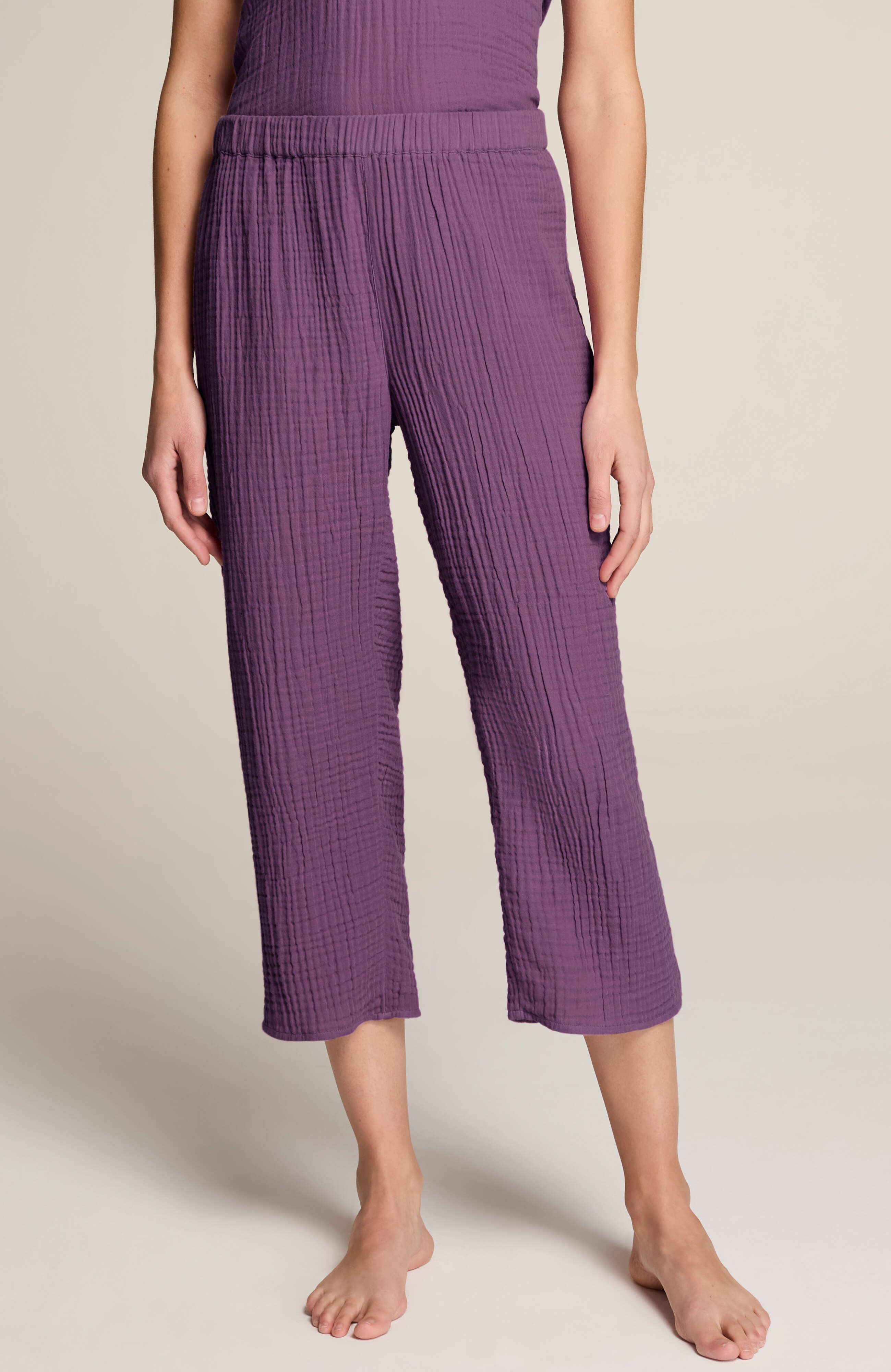sleep cotton-gauze wide-leg crops