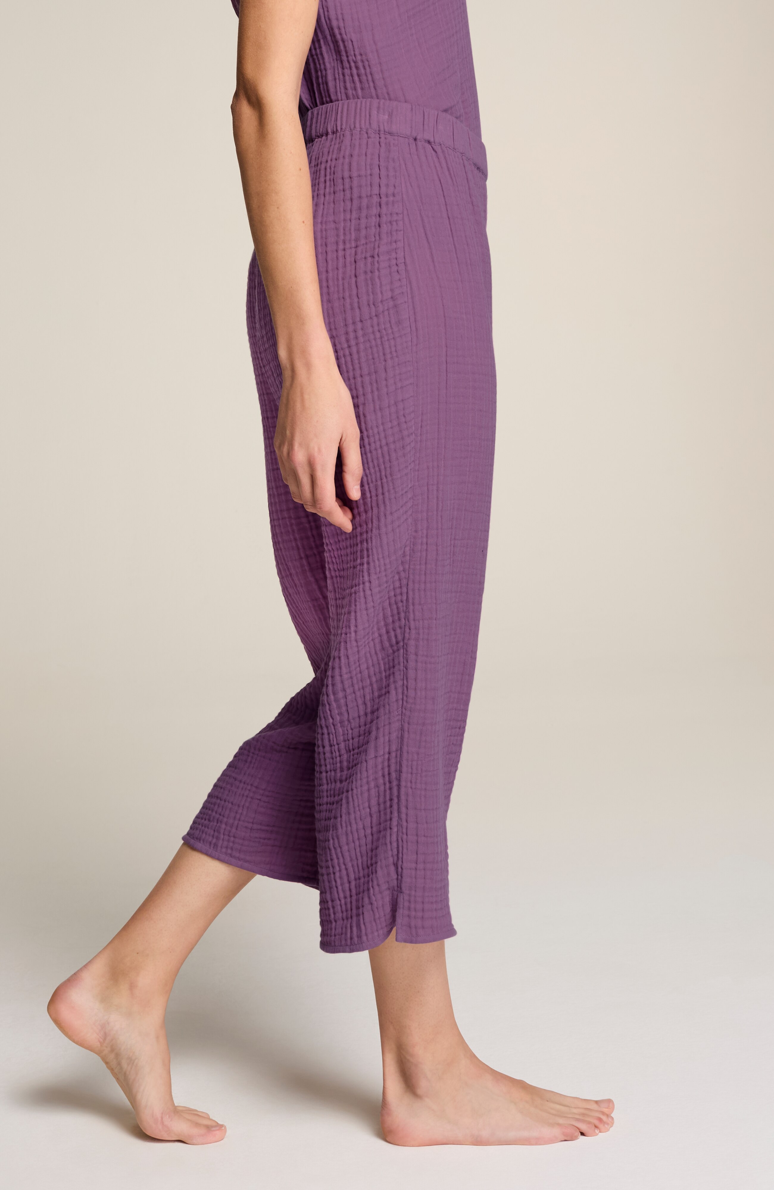 sleep cotton-gauze wide-leg crops