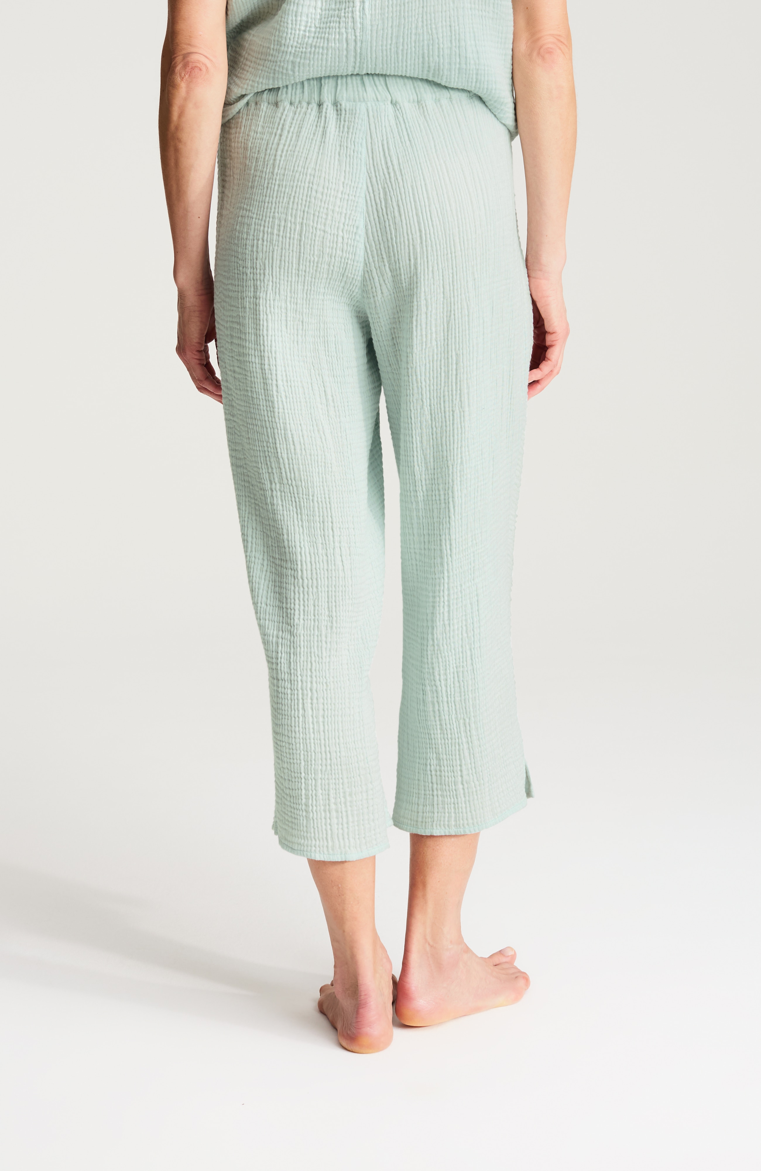 sleep cotton-gauze wide-leg crops