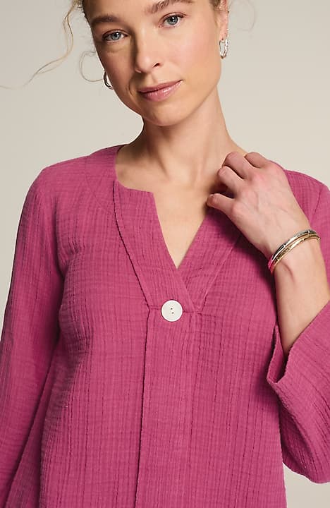 pure jill cotton-gauze one-button tunic