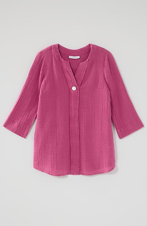 pure jill cotton-gauze one-button tunic