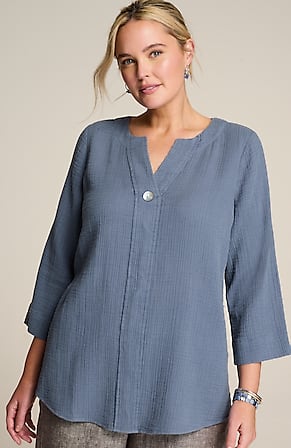 Image for Pure Jill Cotton-Gauze One-Button Tunic