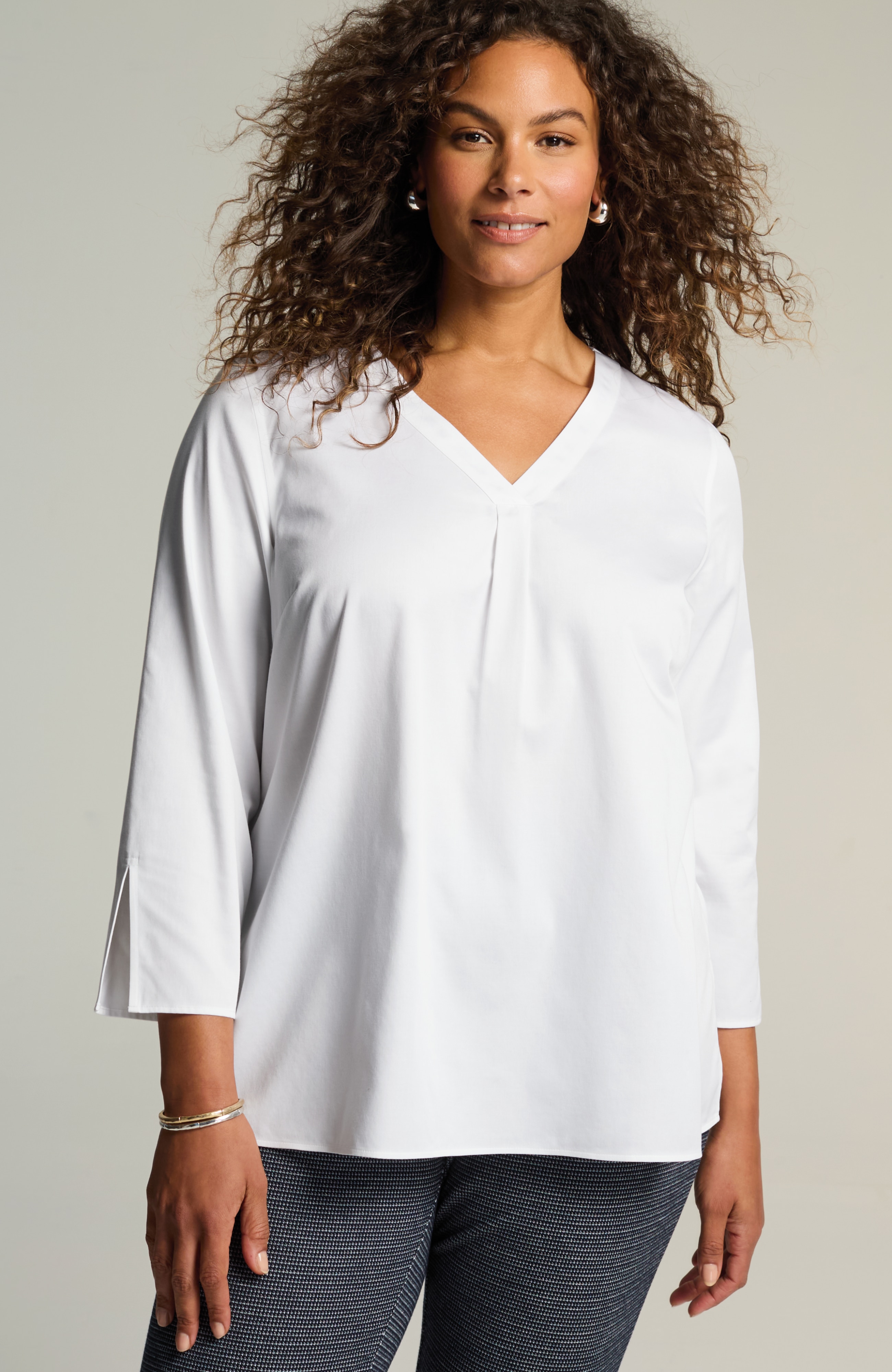 NON-IRON V-NECK POPOVER | JJill