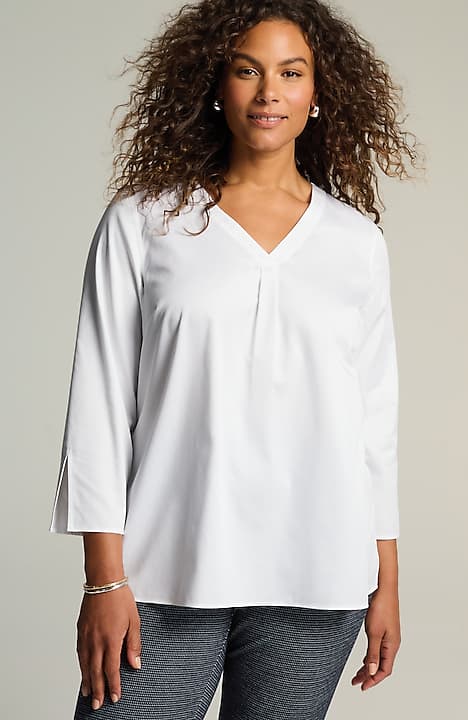 non-iron v-neck popover