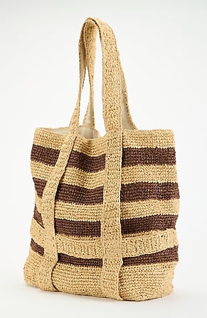 Image for Paper Straw Striped Traveler Bag