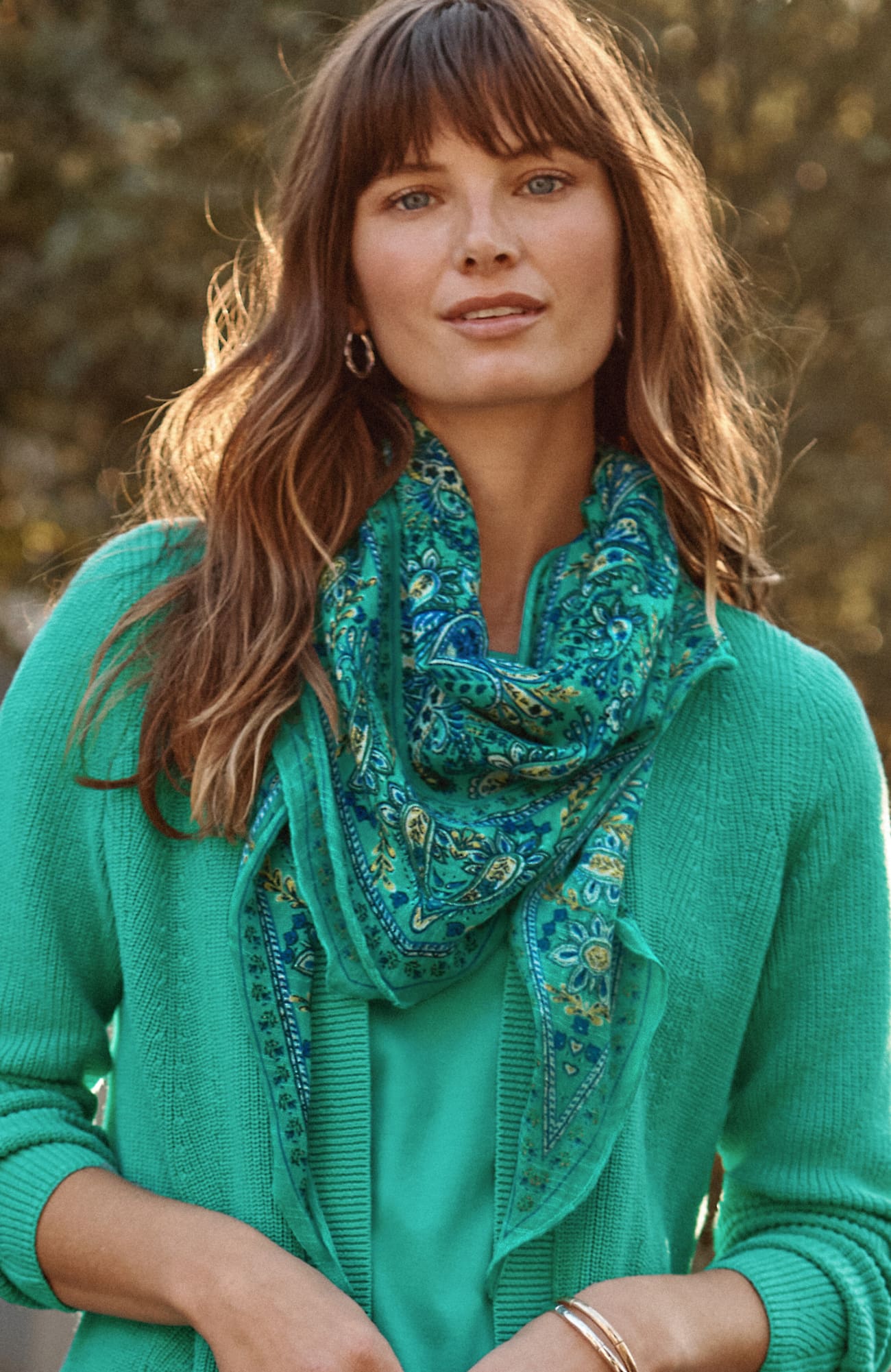 Jjill J.jill Soft Border-printed Diamond Scarf In Fresh Teal Multi