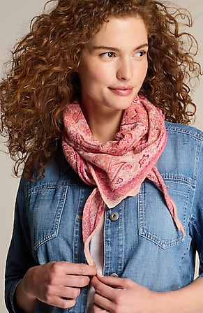 Image for Soft Border-Printed Diamond Scarf