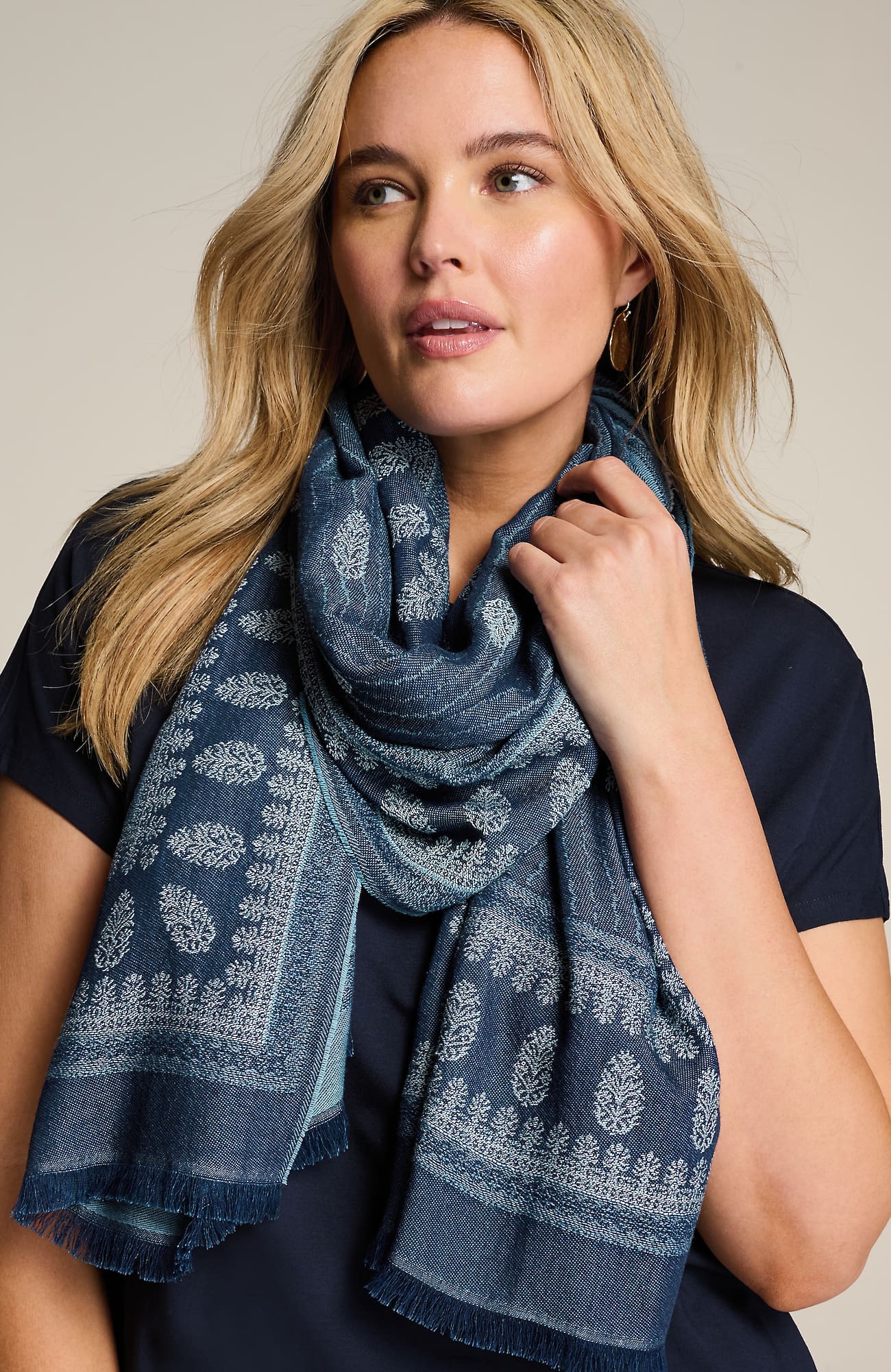 Jjill J.jill Indigo Jacquard Scarf In Indigo
