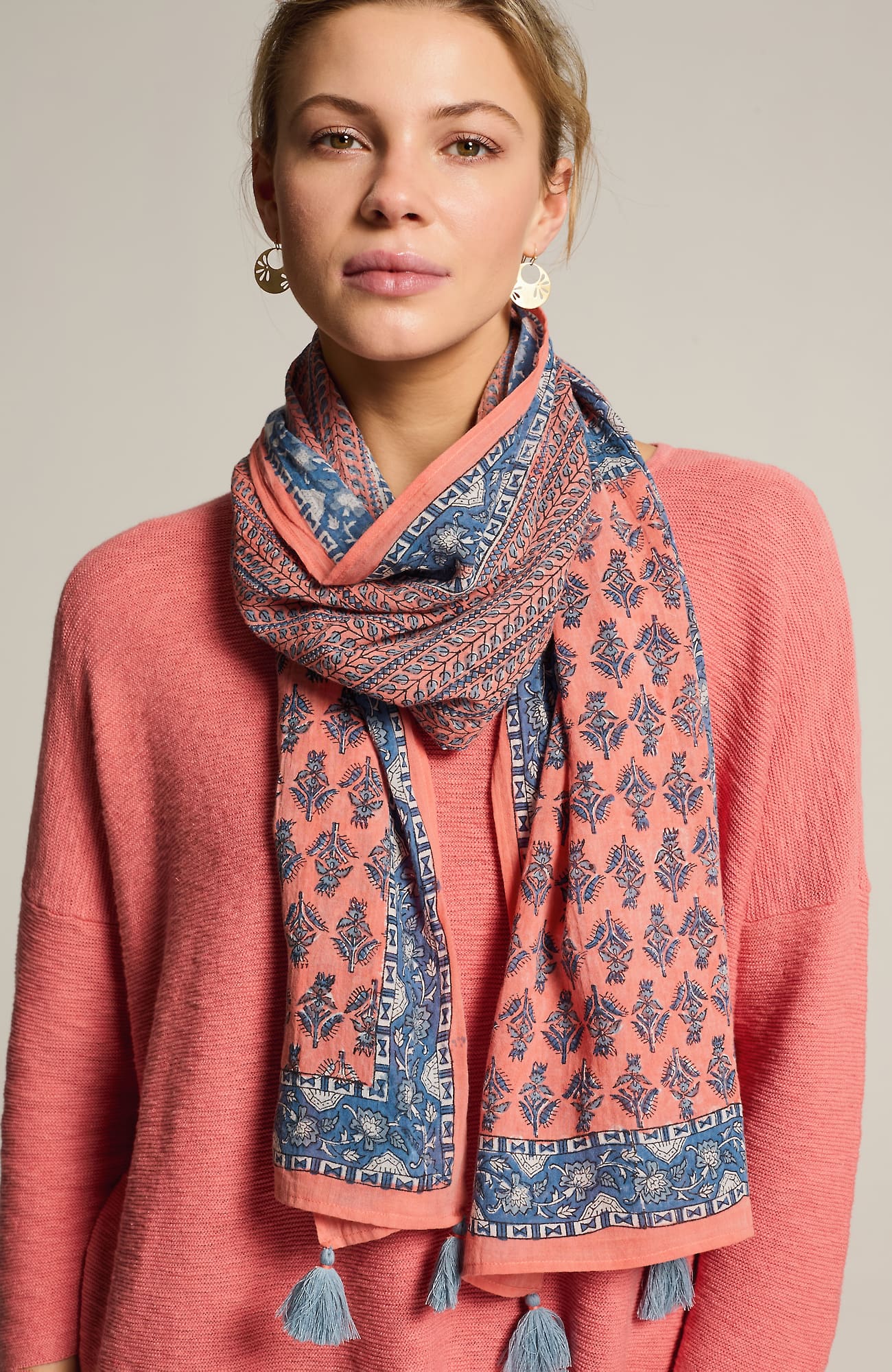 Jjill J.jill Mixed-filigree Bordered Scarf In Cactus Flower Multi