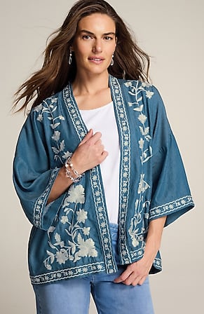 Image for Floral-Embroidered Soft Jacket