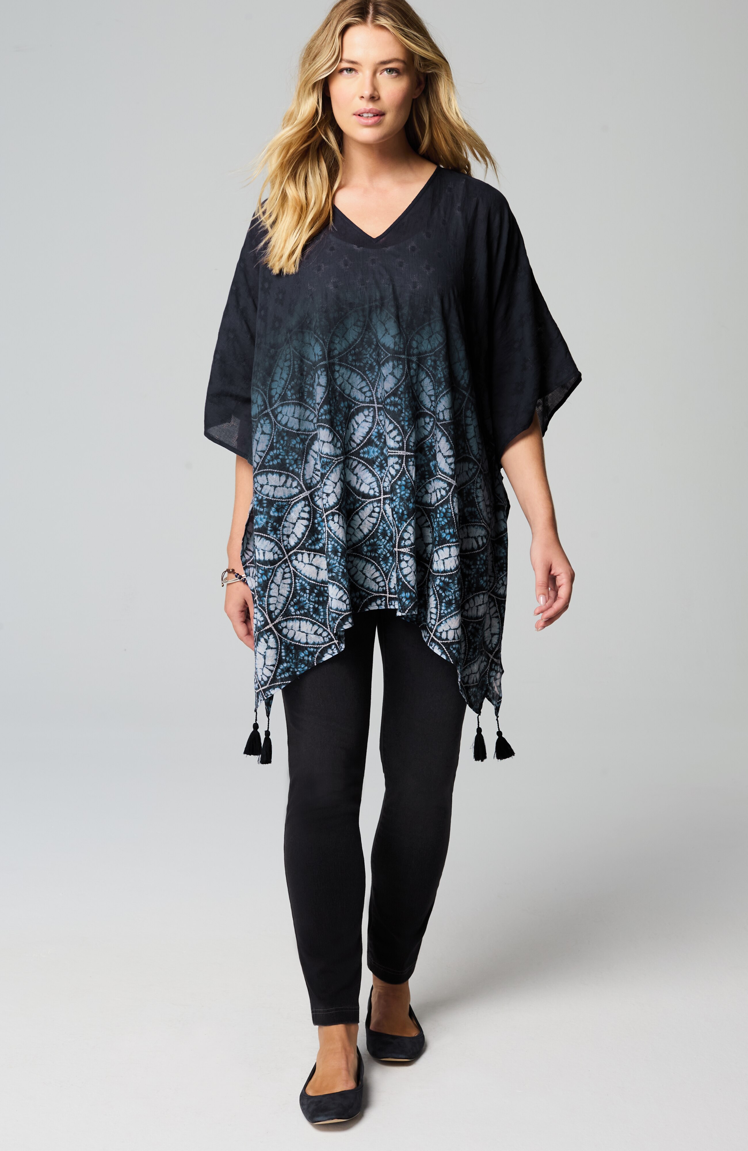 ombré v-neck poncho