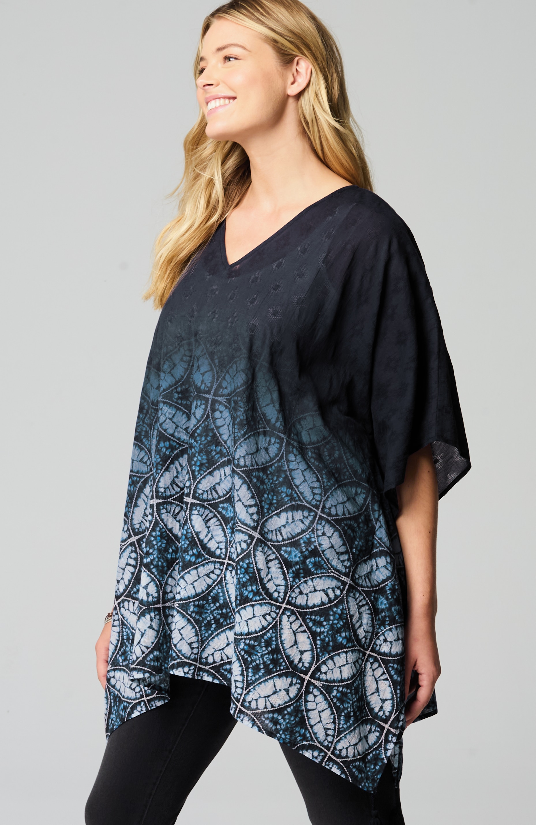 ombré v-neck poncho