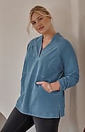 pure jill indigo front-pocket top