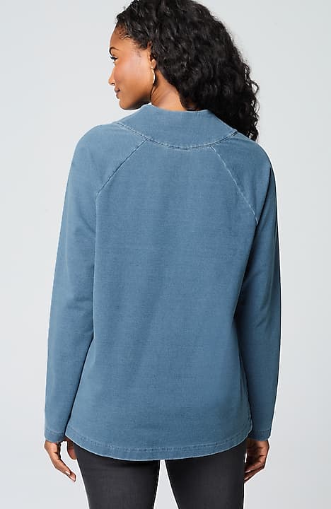 pure jill indigo front-pocket top