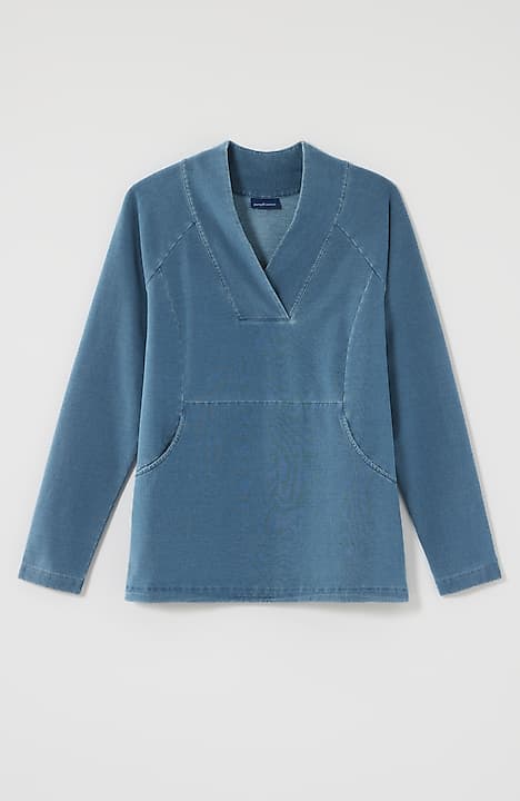 pure jill indigo front-pocket top
