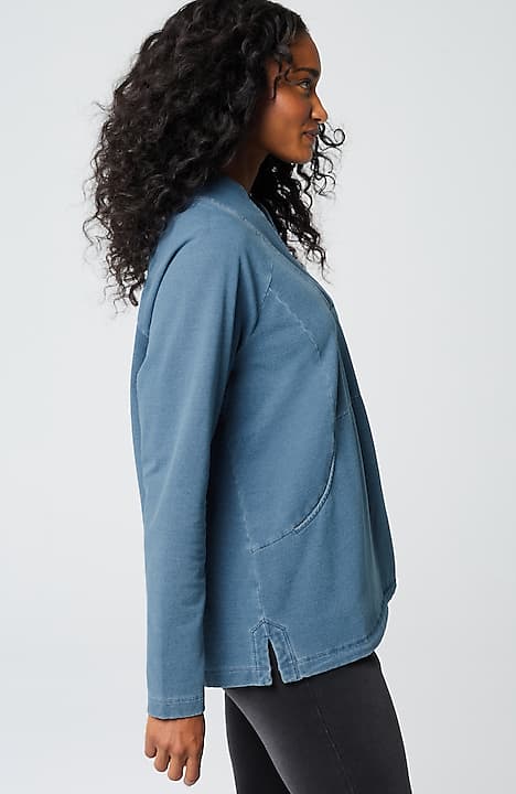 pure jill indigo front-pocket top