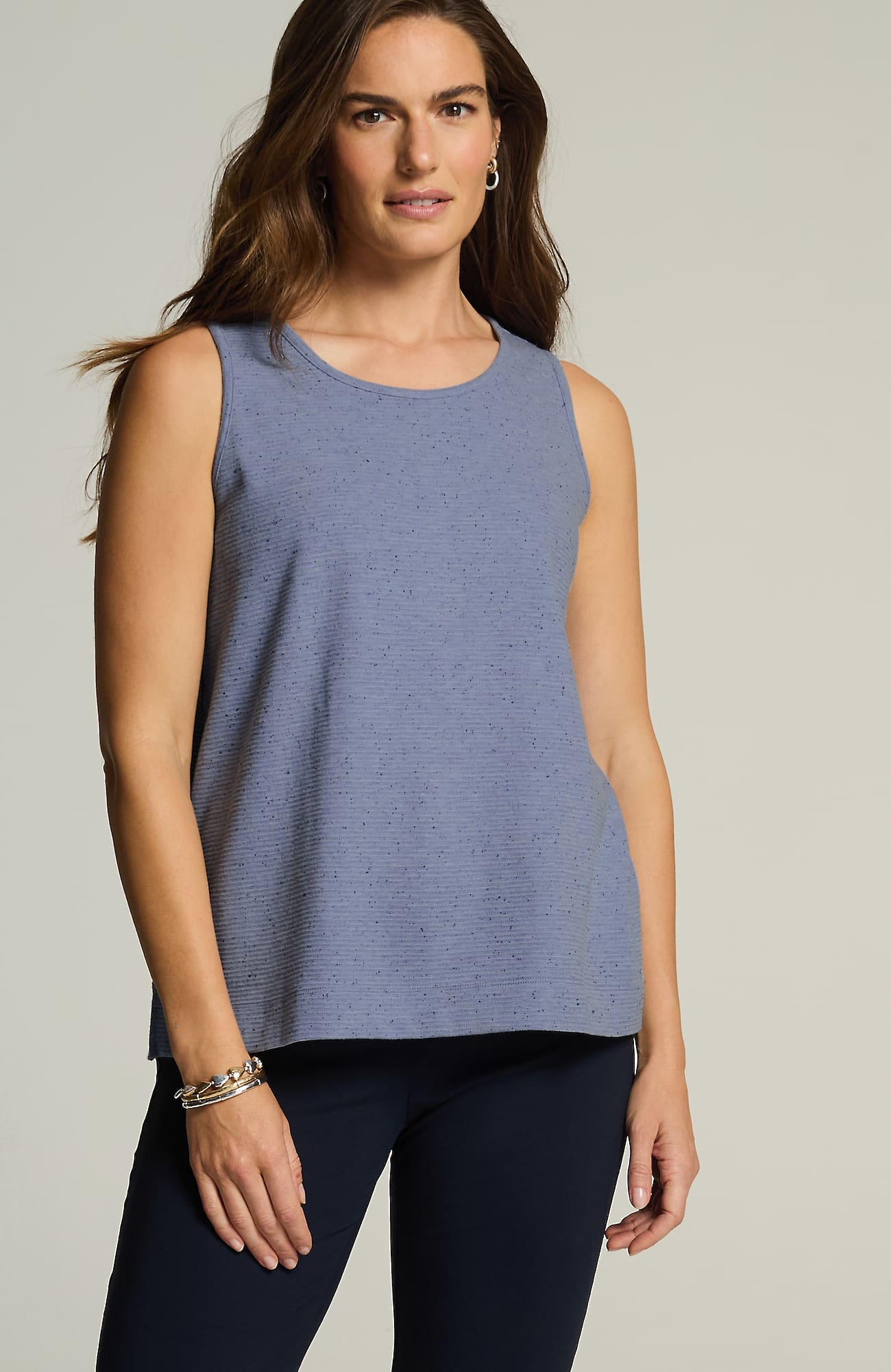 Jjill J.jill Wearever Ottoman A-line Tank In Soft Harbor Speckle