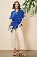 wearever smooth-fit cropped wide-leg knit jeans
