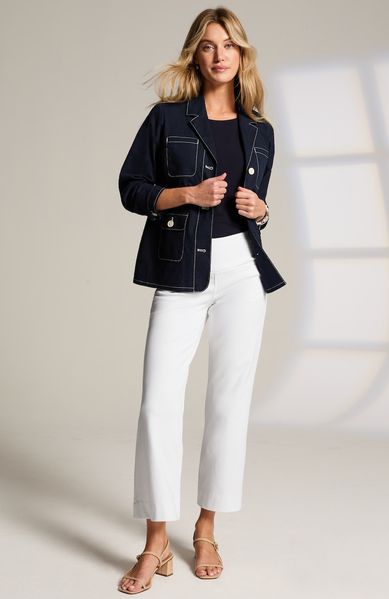 Primary view of the wearever smooth-fit cropped wide-leg knit jeans