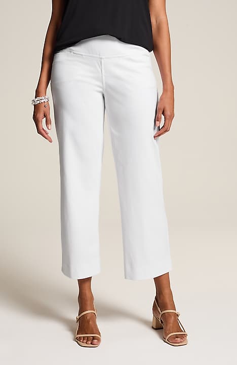 wearever smooth-fit cropped wide-leg knit jeans