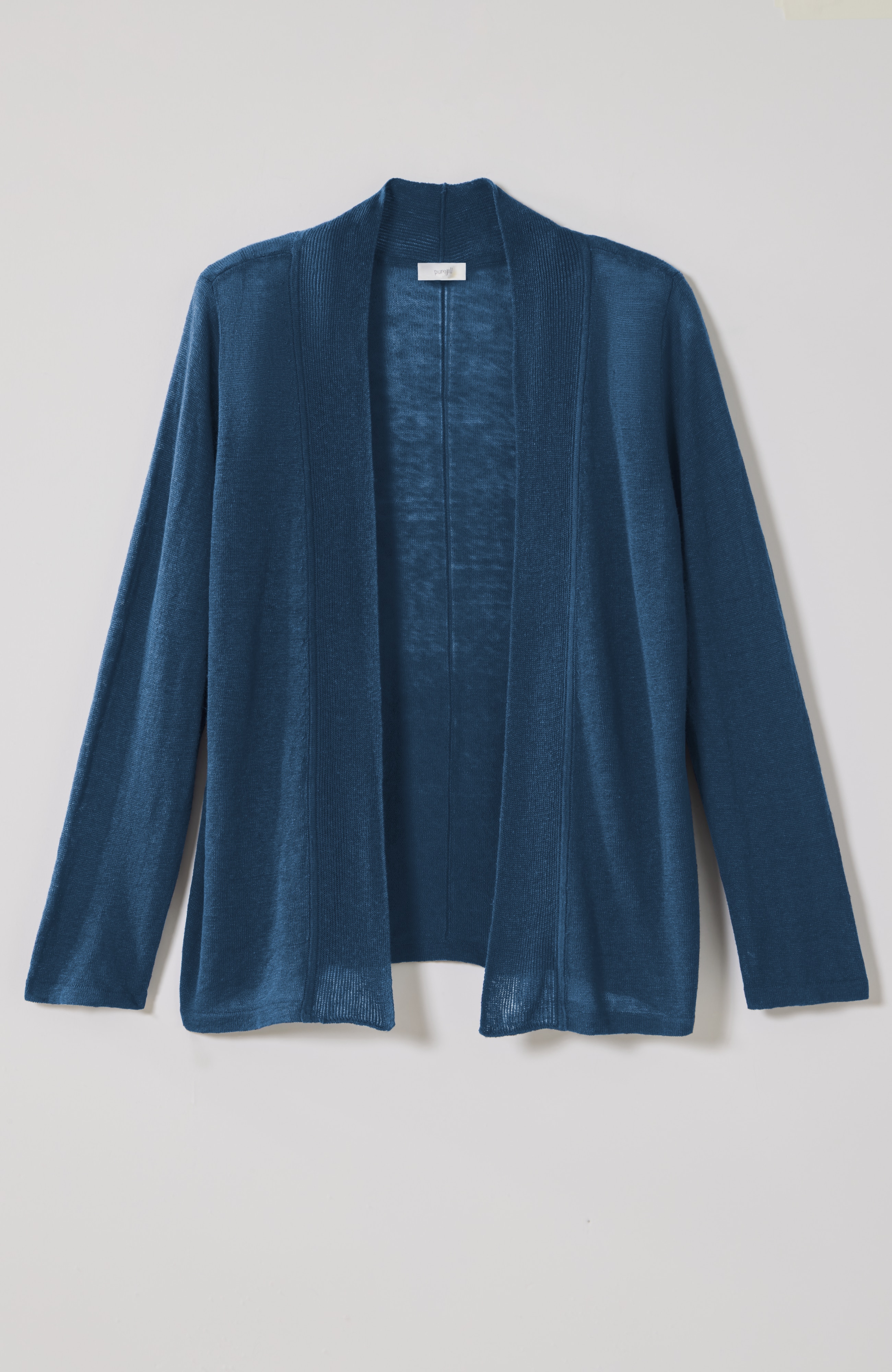 pure jill linen-blend open-front cardi